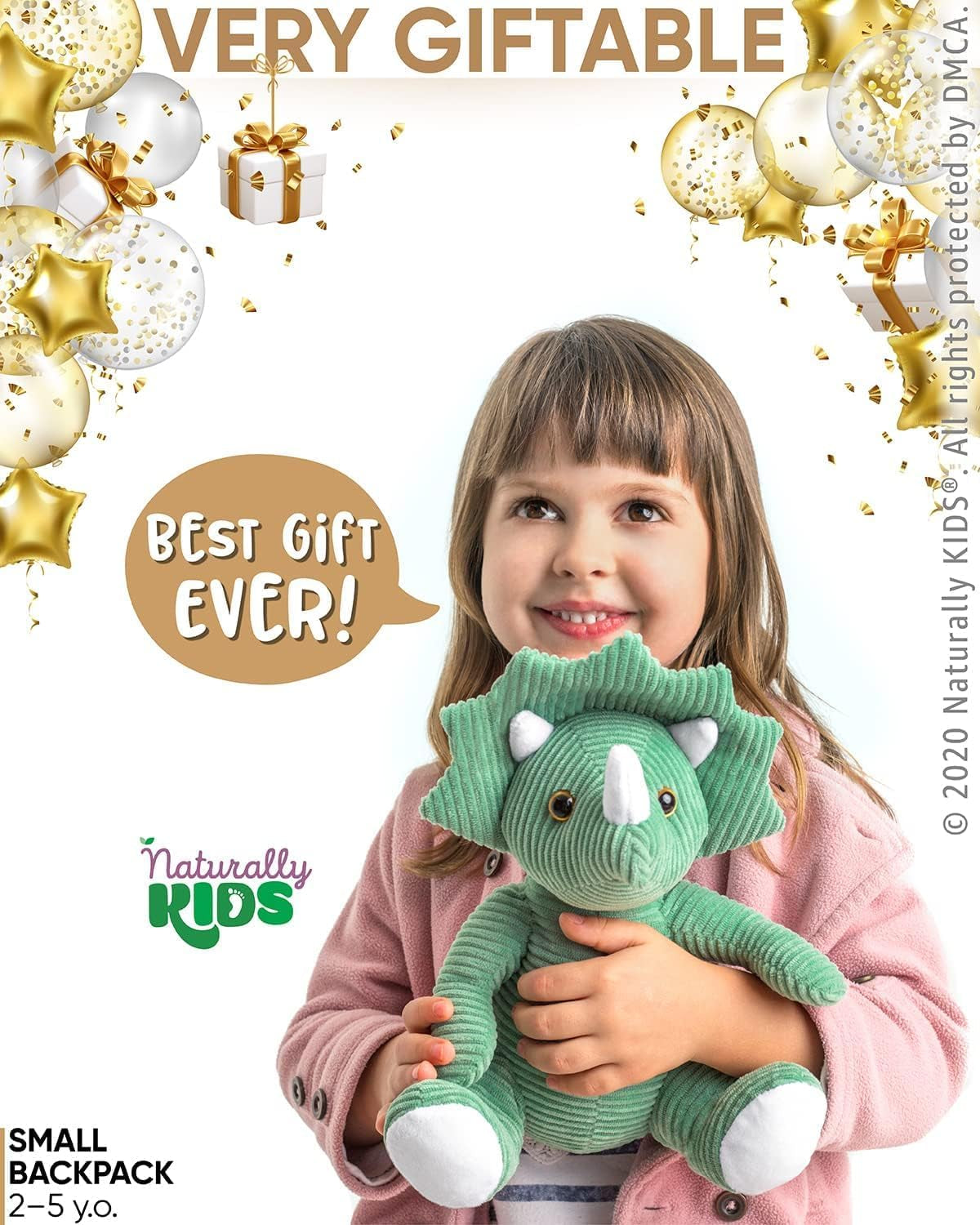 Charming Green Triceratops Plush Backpack for Toddlers - Perfect Dinosaur Gift for Kids Ages 3-5!