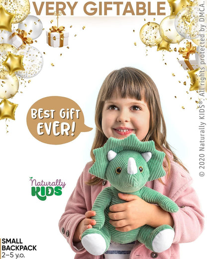 Charming Green Triceratops Plush Backpack for Toddlers - Perfect Dinosaur Gift for Kids Ages 3-5!