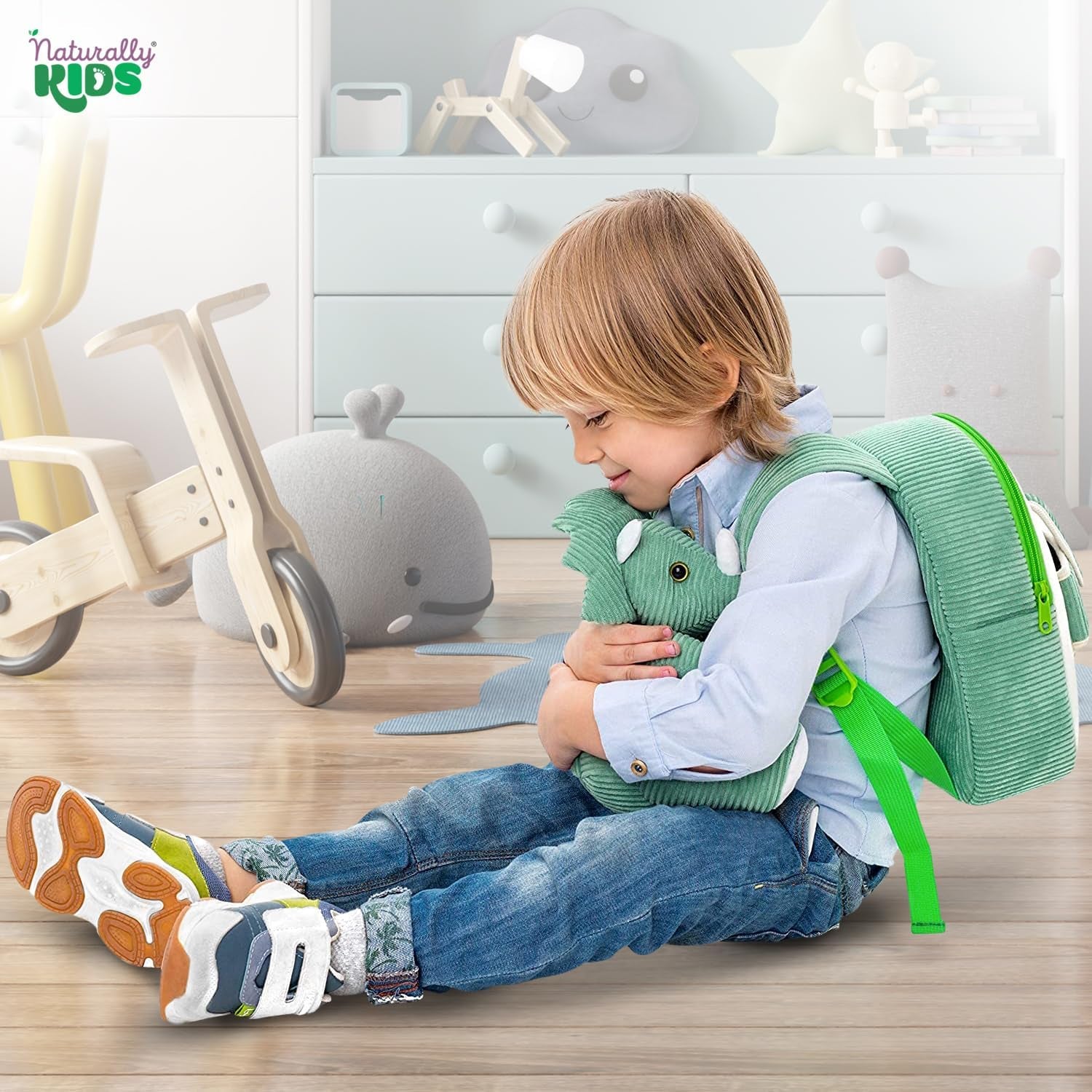 Charming Green Triceratops Plush Backpack for Toddlers - Perfect Dinosaur Gift for Kids Ages 3-5!