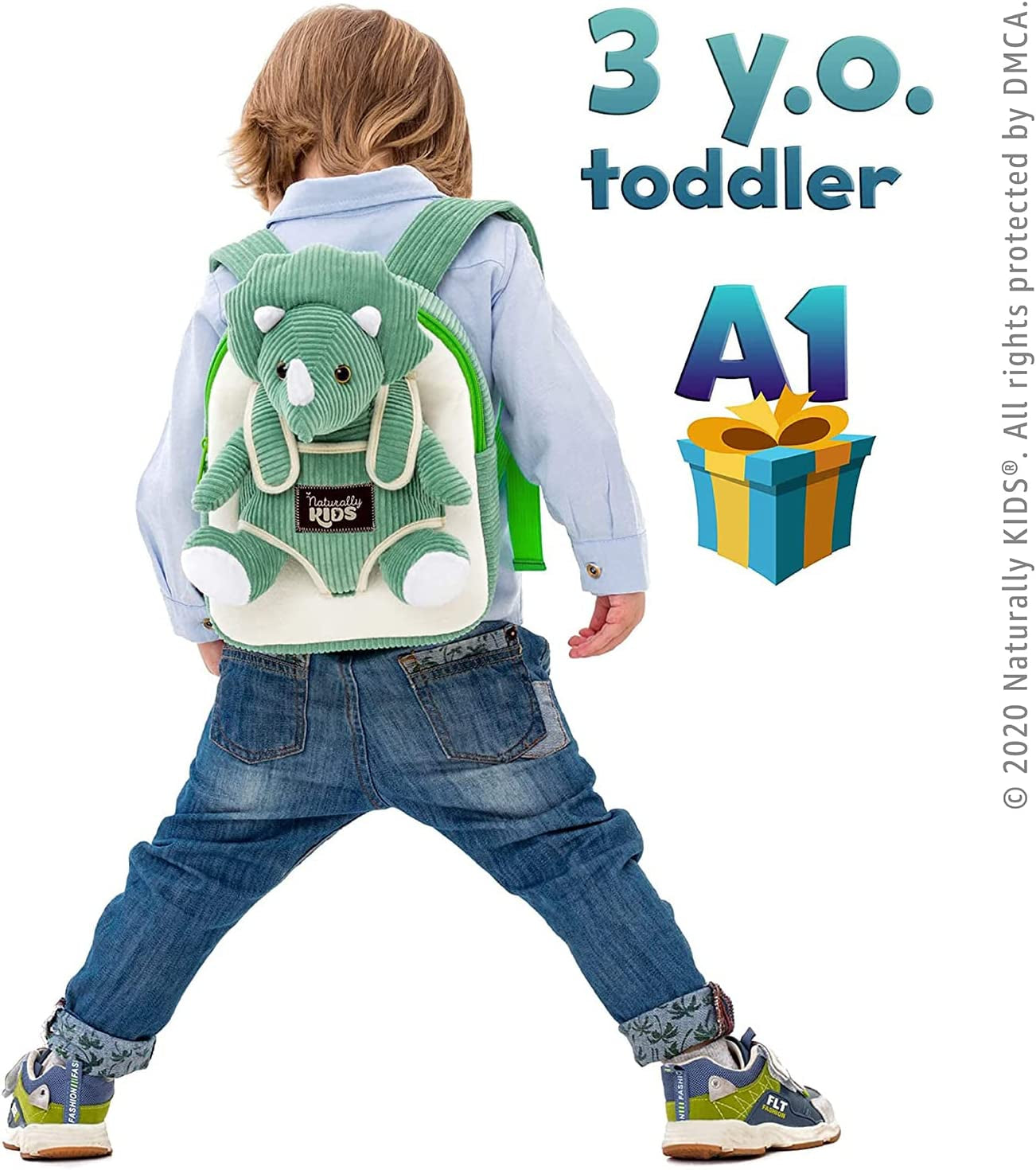 Charming Green Triceratops Plush Backpack for Toddlers - Perfect Dinosaur Gift for Kids Ages 3-5!