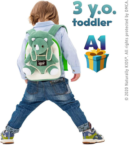Charming Green Triceratops Plush Backpack for Toddlers - Perfect Dinosaur Gift for Kids Ages 3-5!