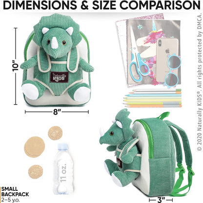 Charming Green Triceratops Plush Backpack for Toddlers - Perfect Dinosaur Gift for Kids Ages 3-5!